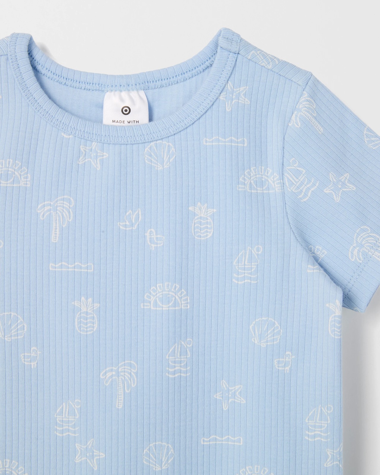 Baby Organic Cotton 3 Pack Ribbed Bodysuits - Coastal Blue 5 of 5