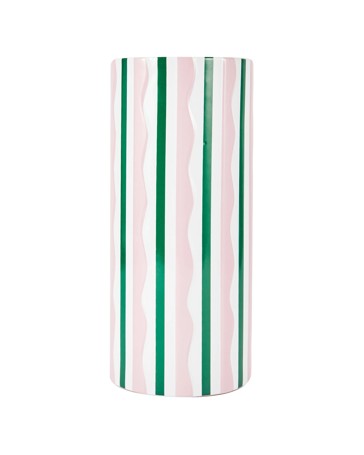 Anko Pink and Green Stripe Ceramic Vase