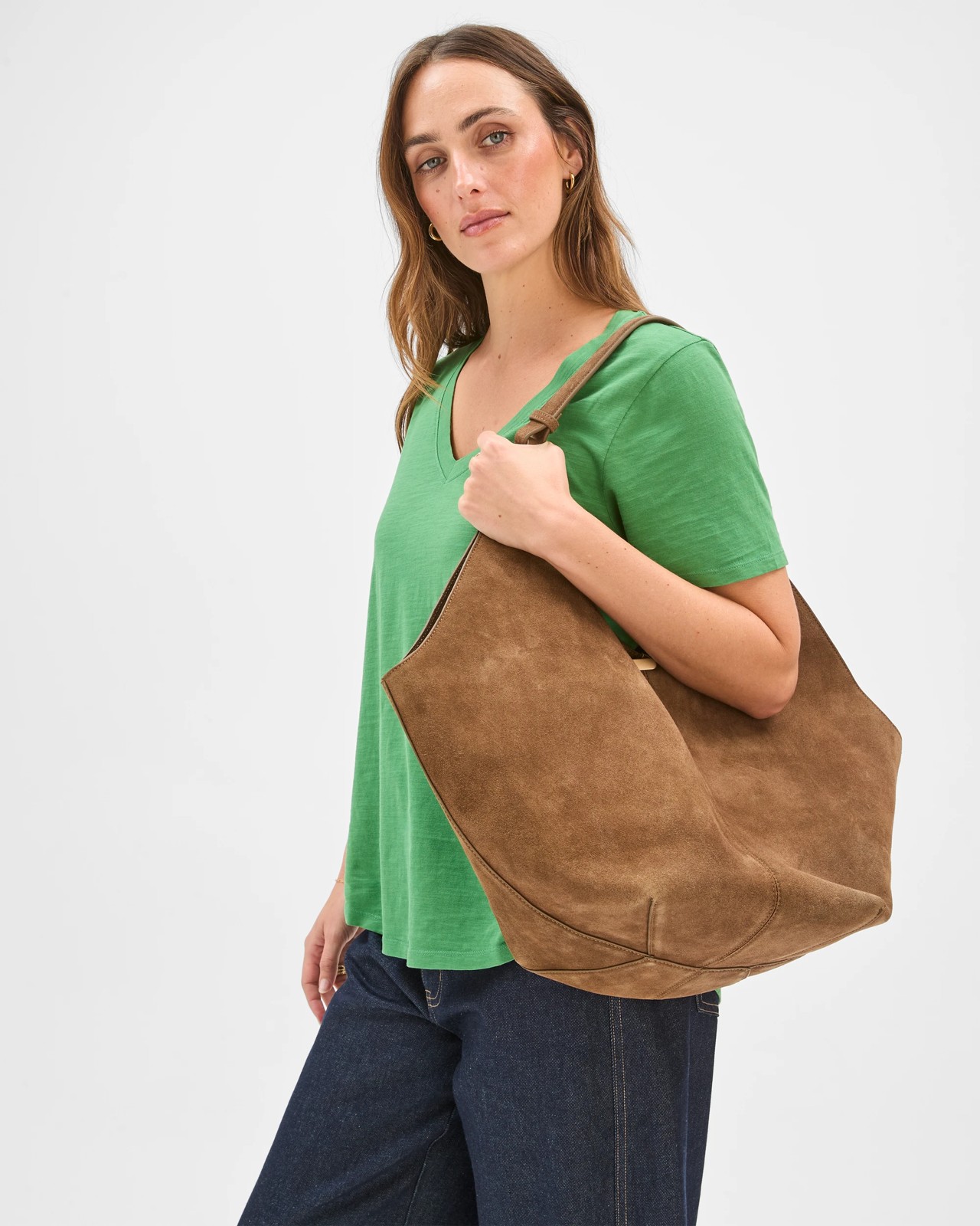 Australian Cotton Slub Relaxed V-Neck T-Shirt - Pine 4 of 5