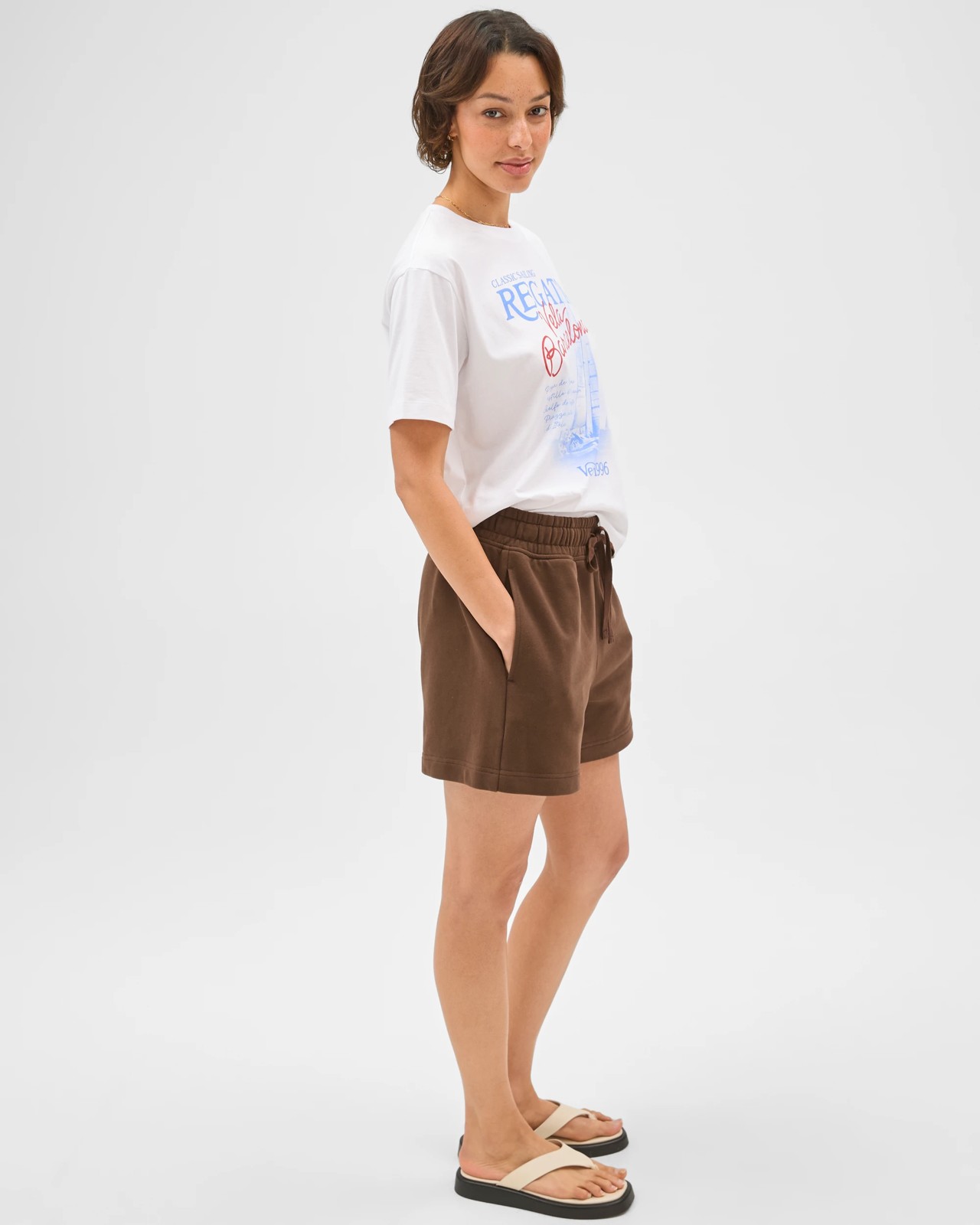 Australian Cotton Jersey Pull On Shorts - Coffee Bean 2 of 6