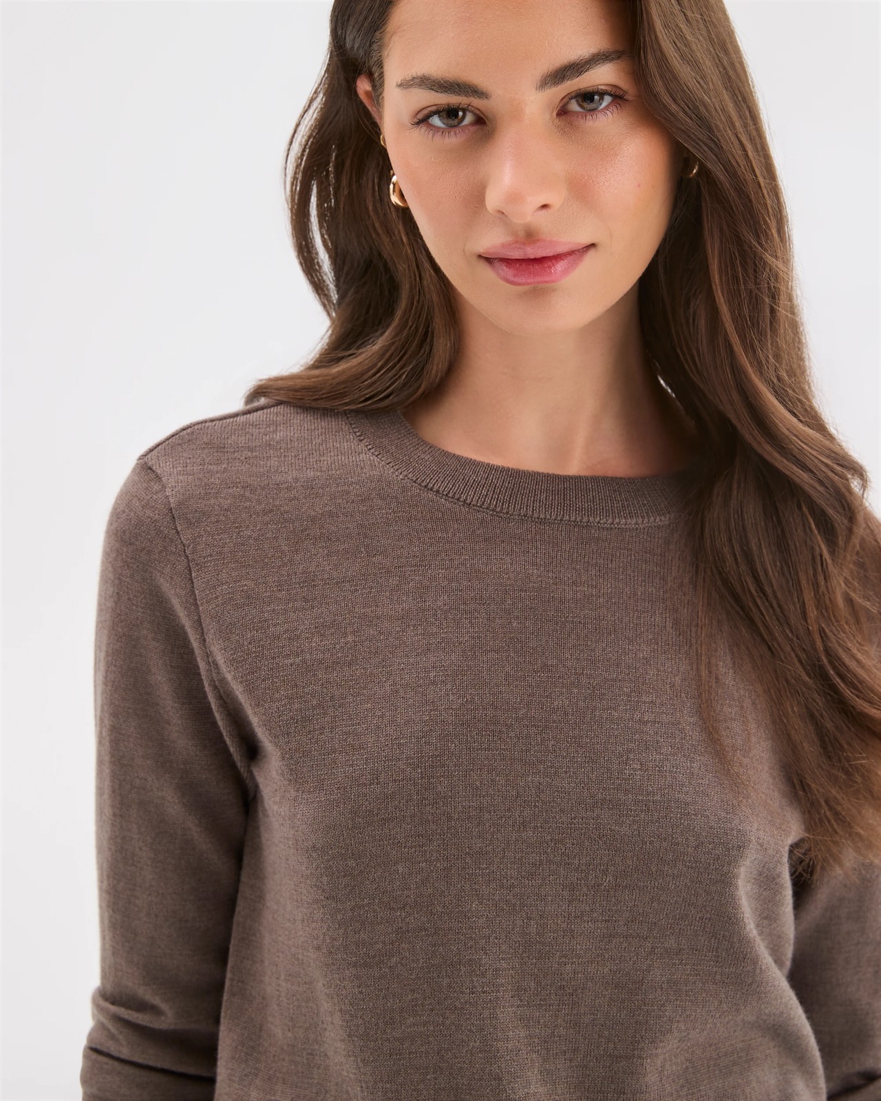 Petites Australian Merino Wool Crew Neck Sweater - Taupe 5 of 6