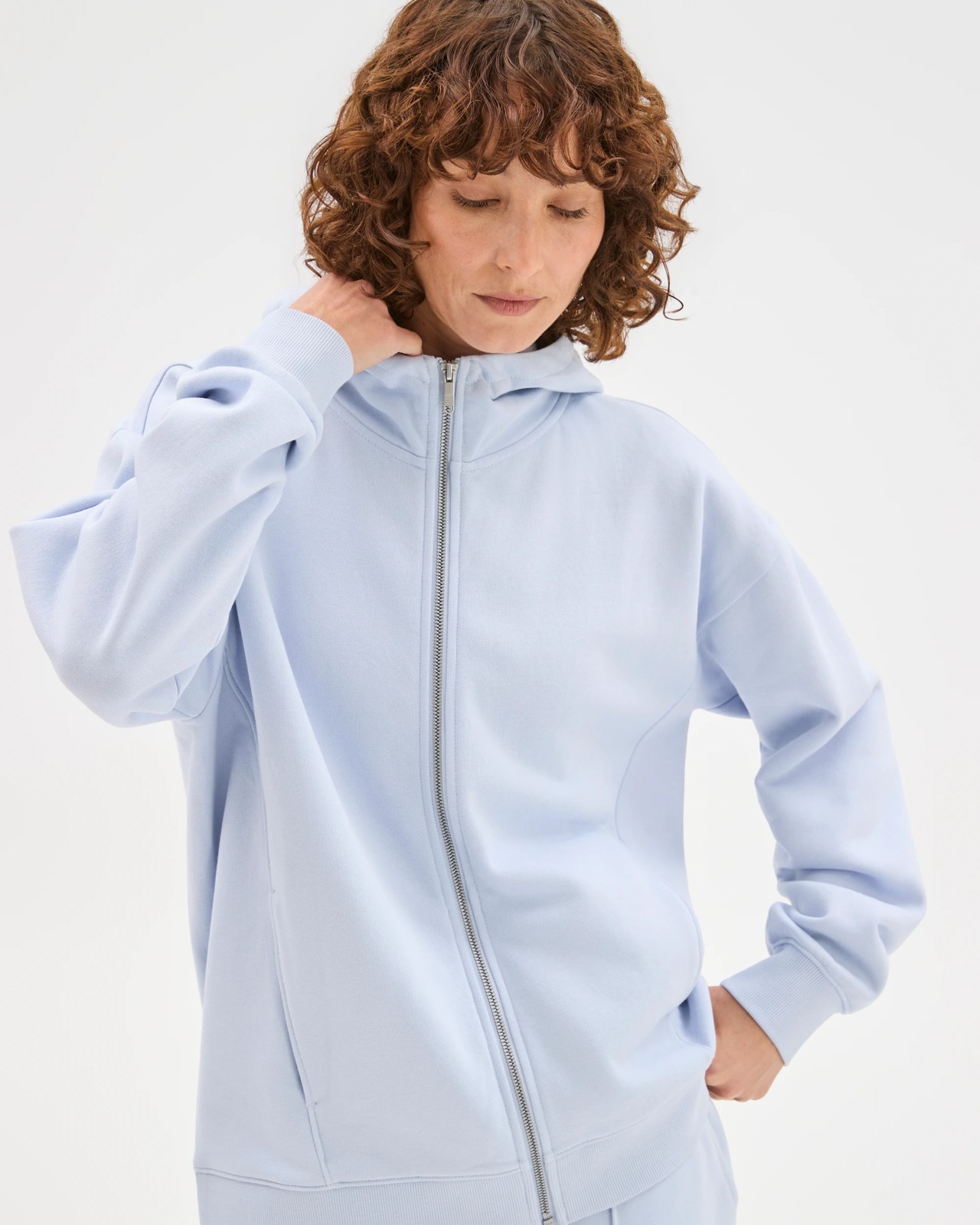 Active Australian Cotton Blend Fleece Zip Through Hoodie - Ice Blue 2 of 5