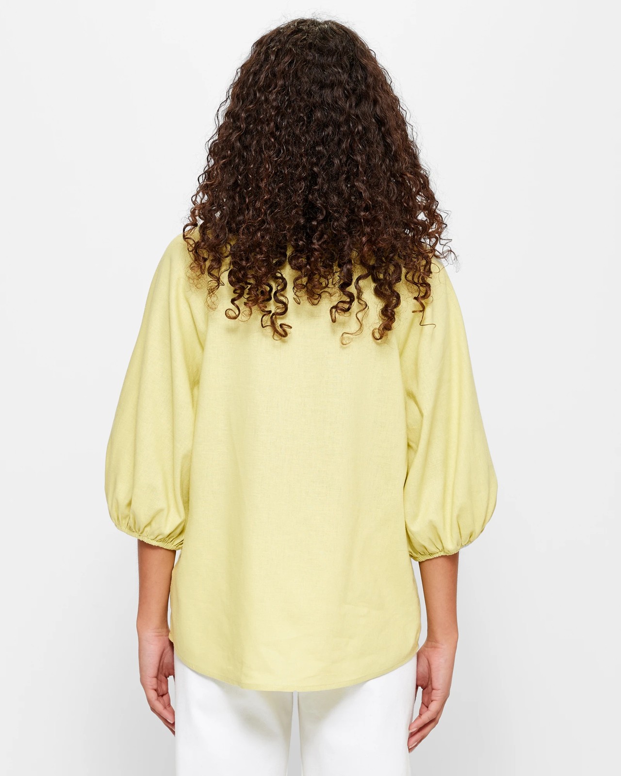 Linen Blend Puff Sleeve Blouse 4 of 5