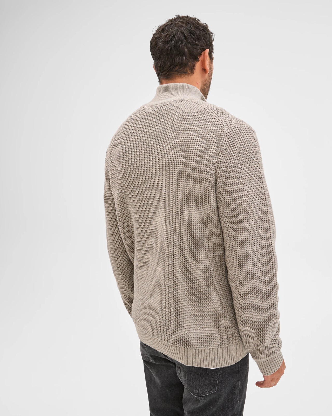 Australian Cotton Midweight 1/2 Zip Knit Sweater - Rock 6 of 6