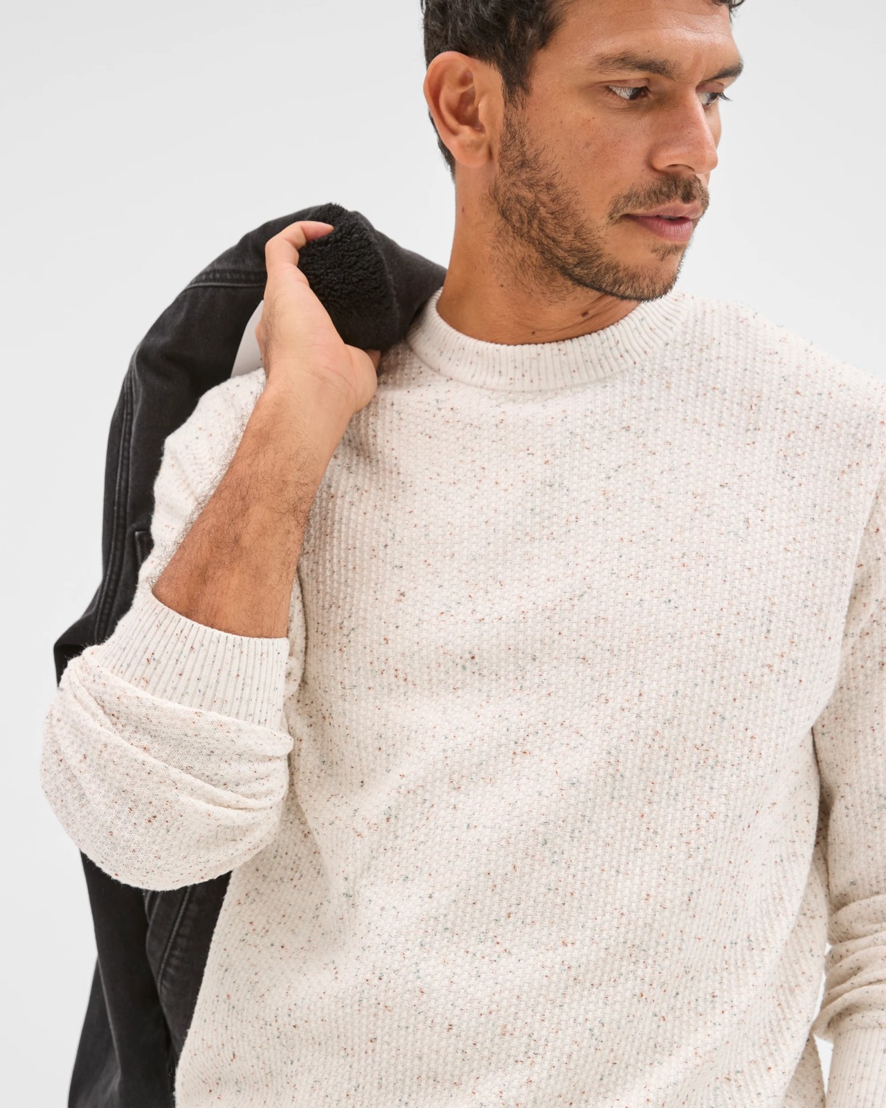 Australian Cotton Lightweight Tuck Knit Sweater - Oat 3 of 6