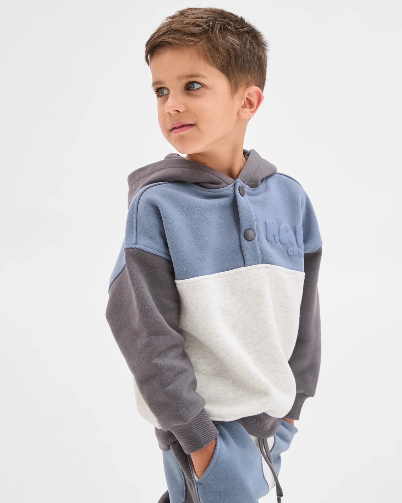 Australian Cotton Blend Hoodie and Trackpants Set - Blue / Grey 3 of 6