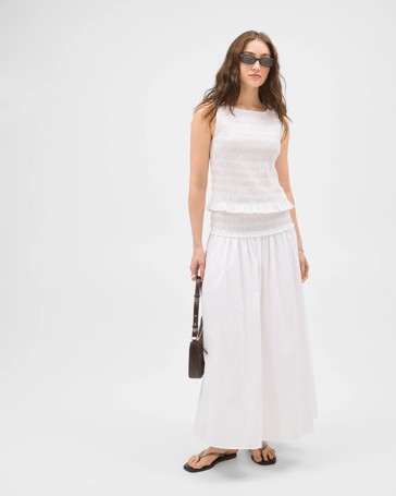 Lily Loves Australian Cotton Shirred Waist Midi Skirt