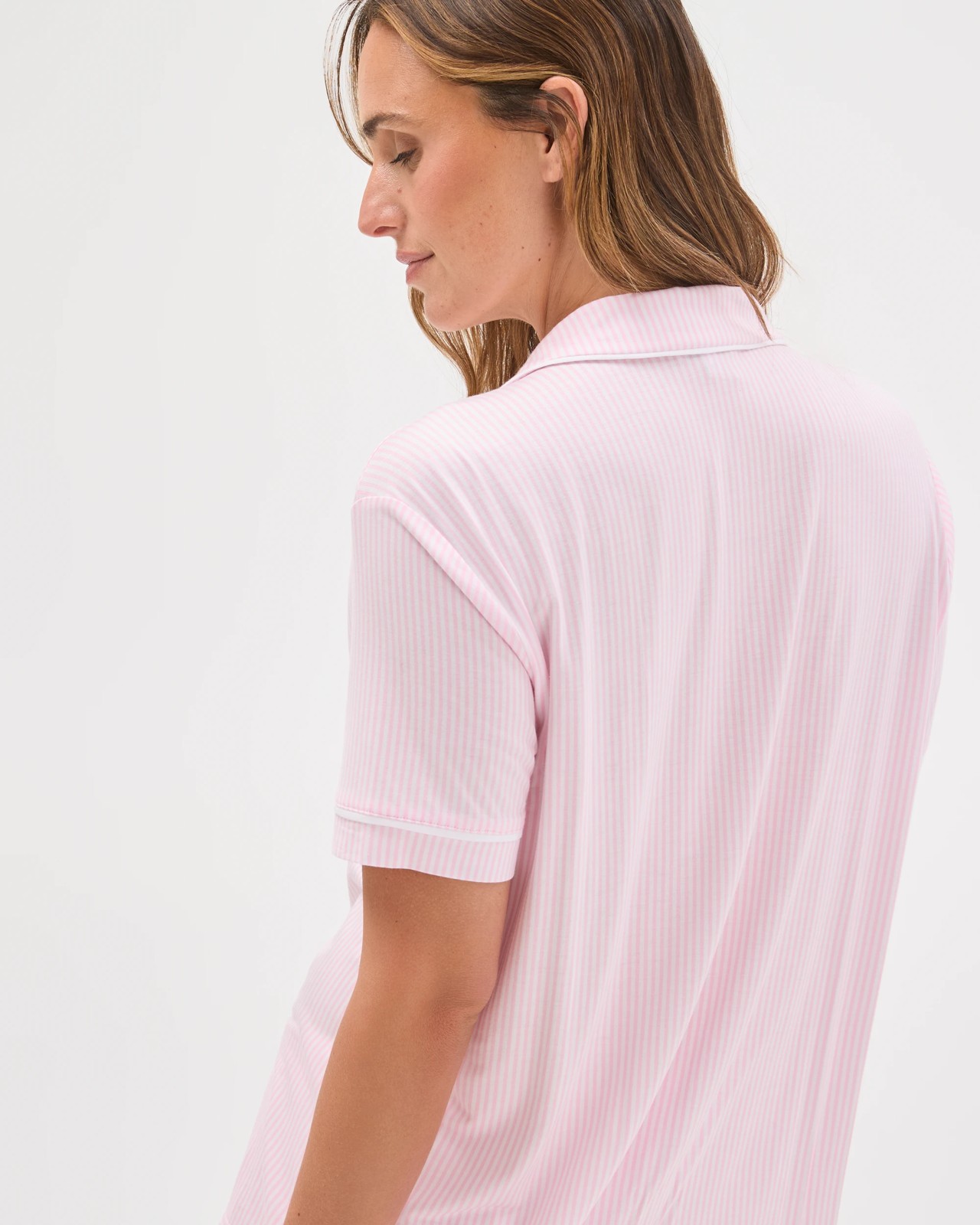 Bamboo Top and Shorts Pyjama Set - Pink Stripe 5 of 6
