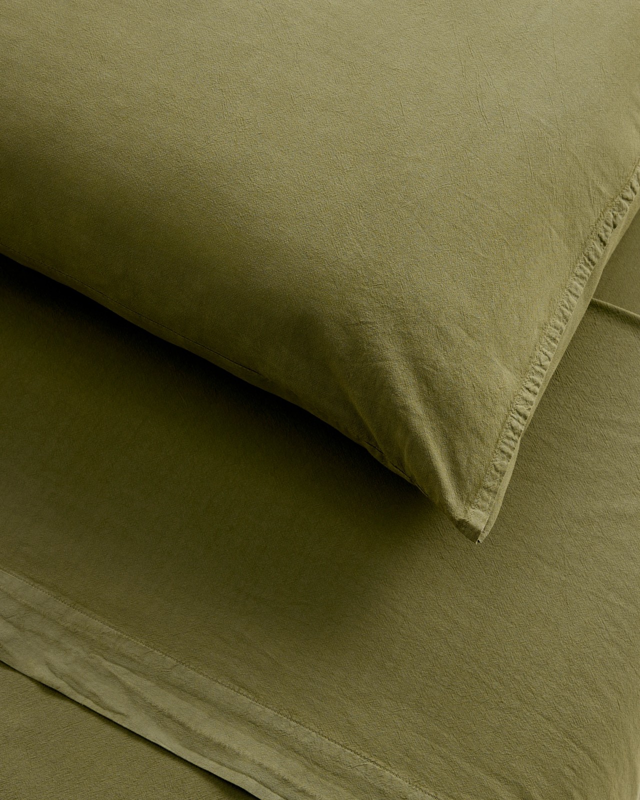 Arlo Cotton Stonewash Sheet Set - Avocado 3 of 3