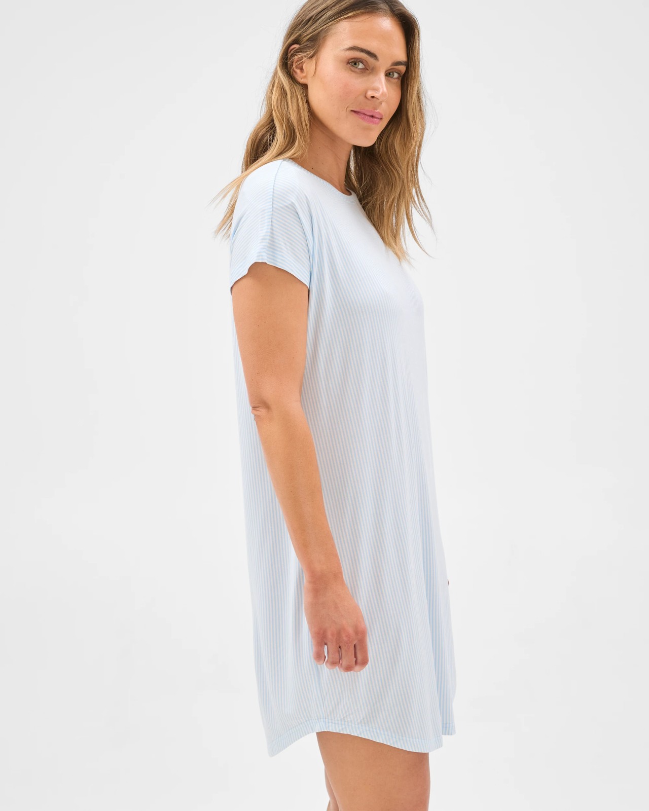 Bamboo T-Shirt Sleep Nightie - Blue / Stripe 2 of 5