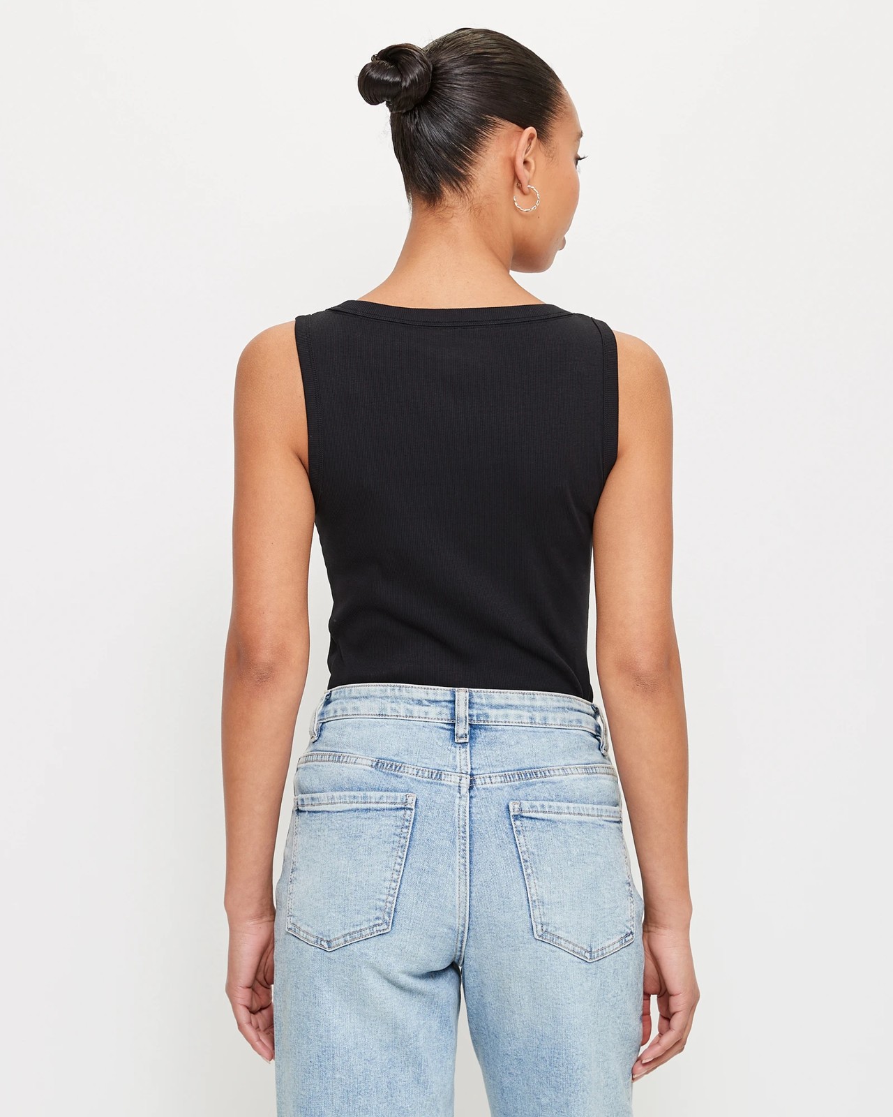 Black Soft Cotton Rib Tank Top