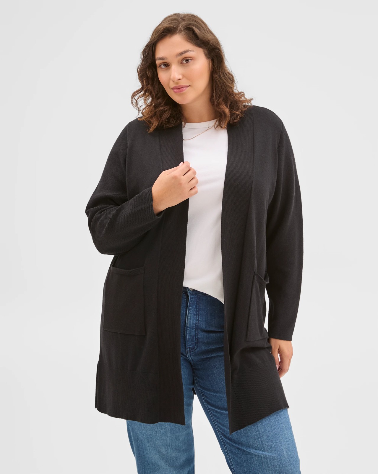 Curve Australian Cotton Blend Edge To Edge Longline Rib Cardigan 3 of 6