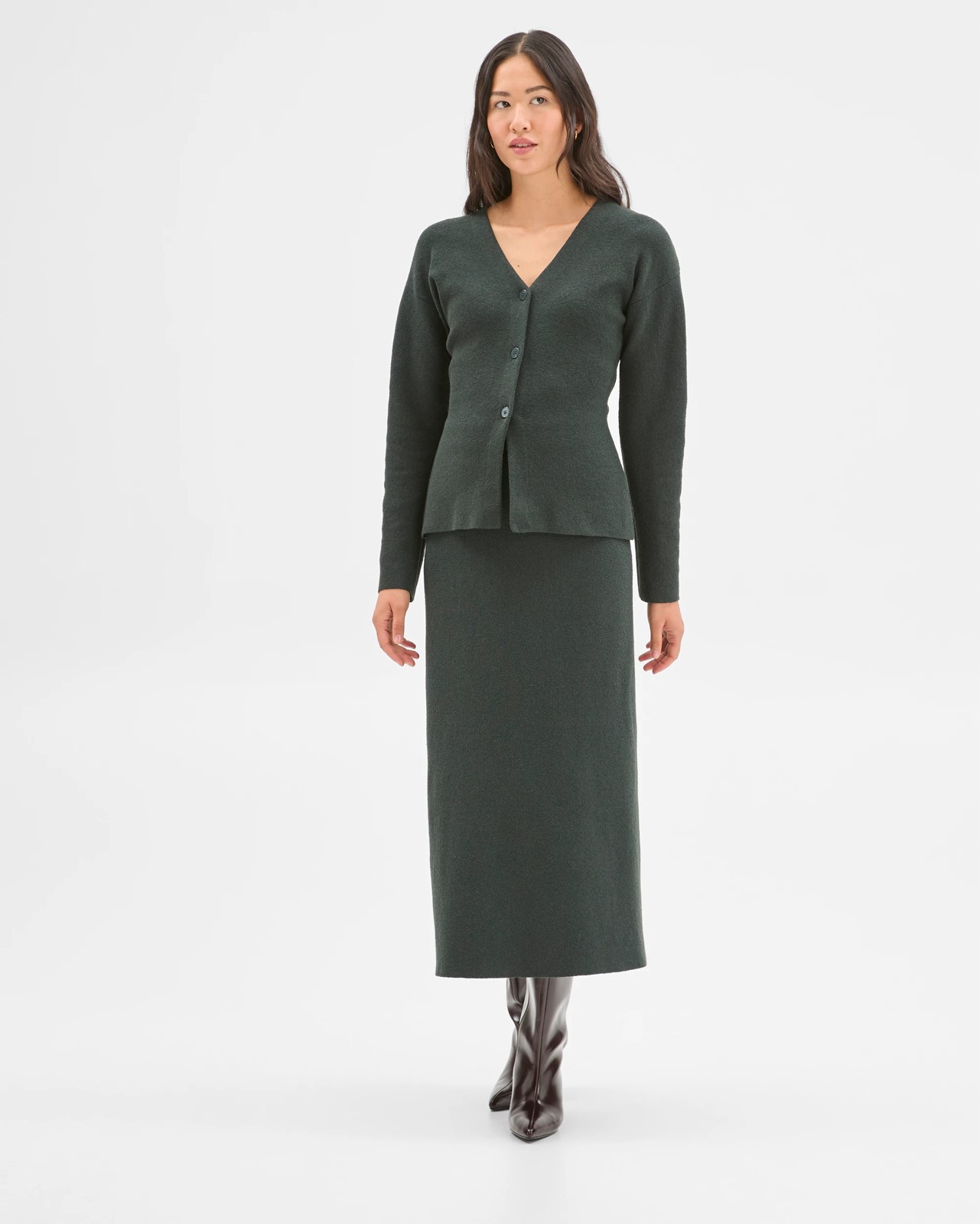 Preview Boucle Knit Midi Skirt - Mid Jade 2 of 5