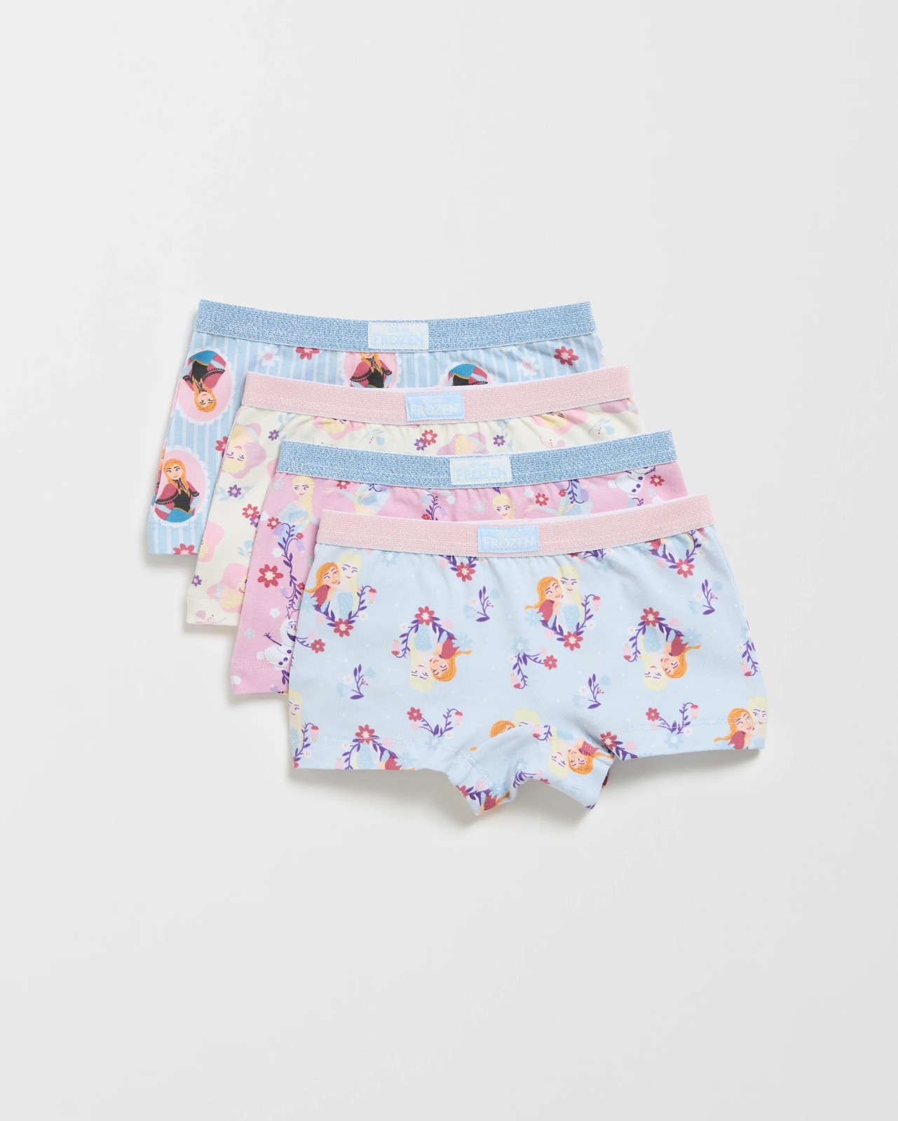 Licensed Disney Frozen Australian Cotton 4 Pack Younger Girls Shorties 2 of 2