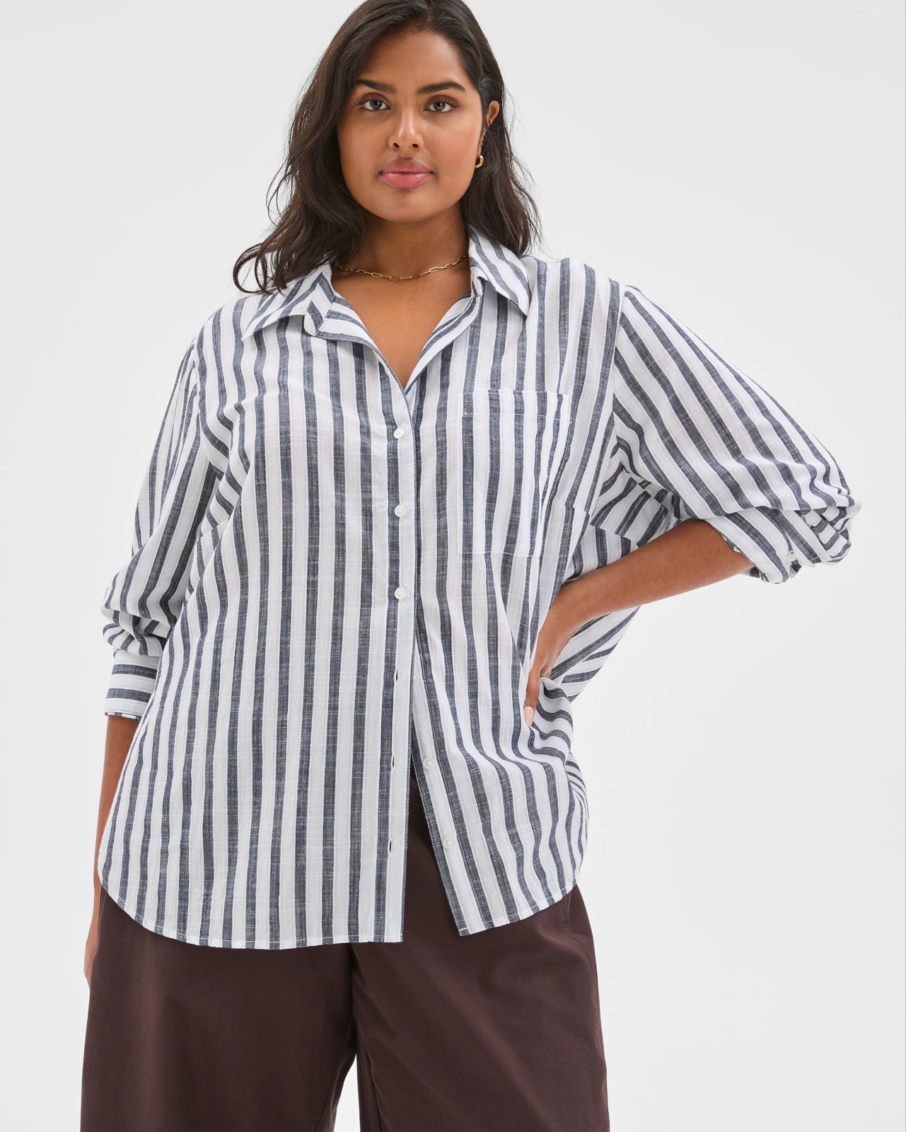 Plus Size Long Sleeve Slub Shirt 2 of 6