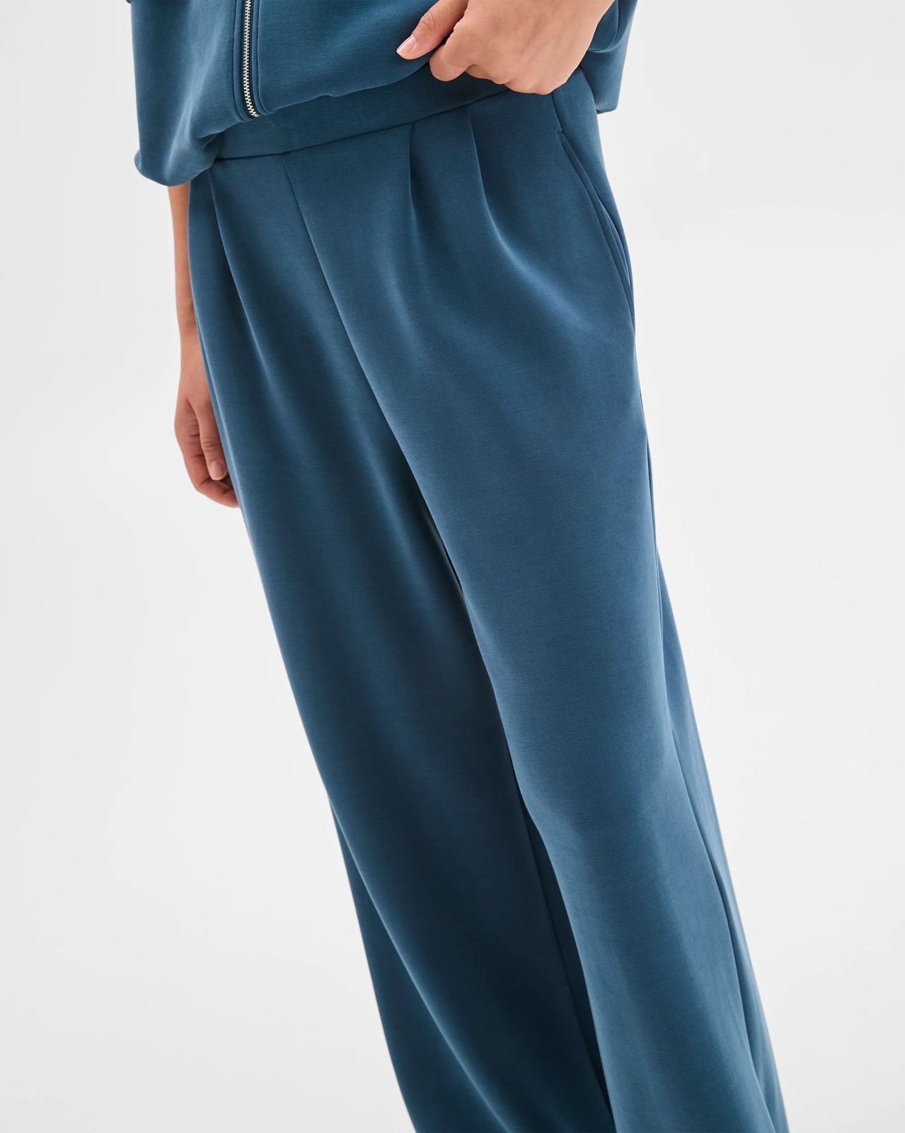 Suede Touch Pull On Pants - Dark Teal 5 of 5
