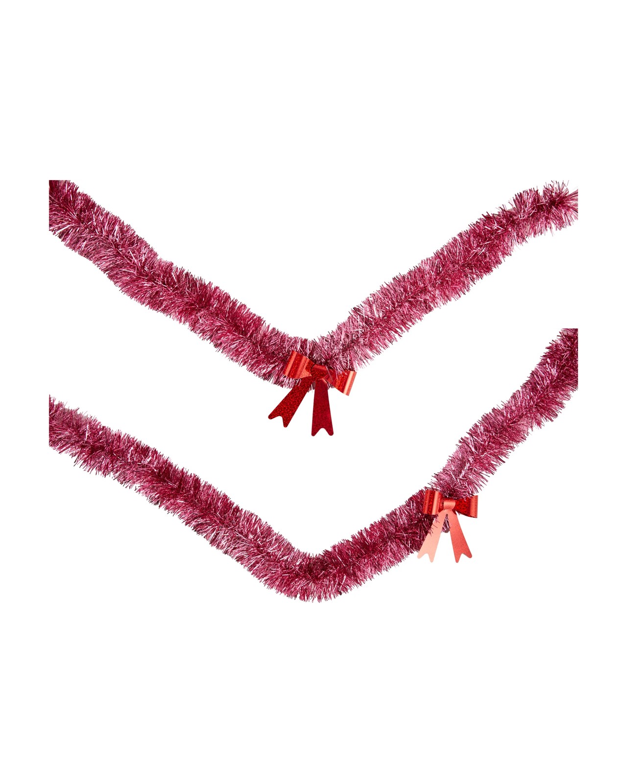 Anko 6m Pink with Red Bow Christmas Tinsel 3 of 4