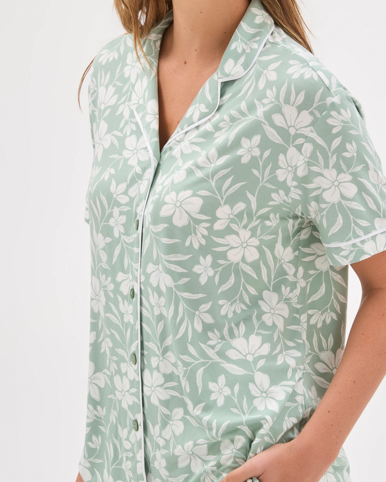 Soft Comfort Bamboo Pyjama Set - Green Floral 4 of 5