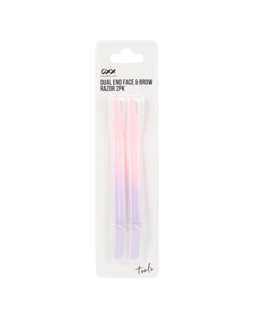 OXX Cosmetics 2 Pack Dual End Face and Brow Razor - Pink and Purple