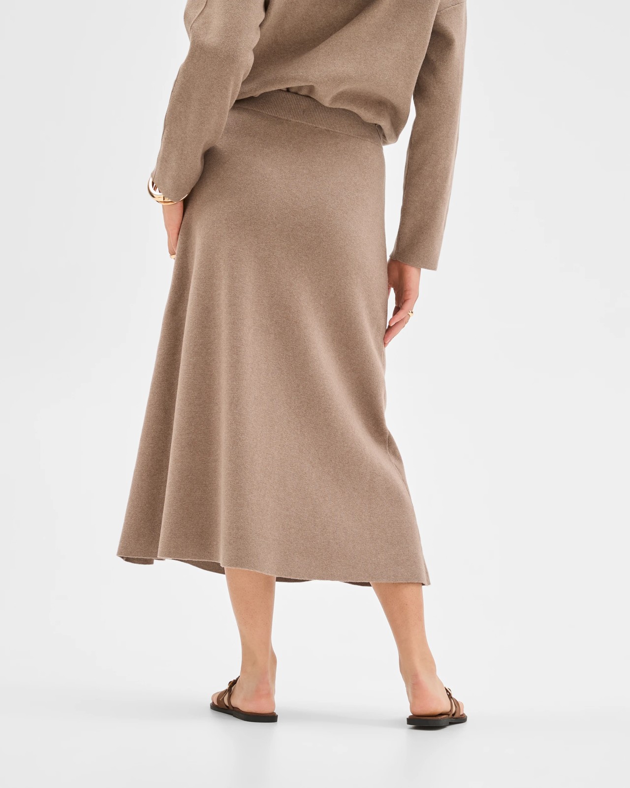 Preview Australian Cotton Blend A-Line Polished Midi Skirt - Moon Grey 4 of 6