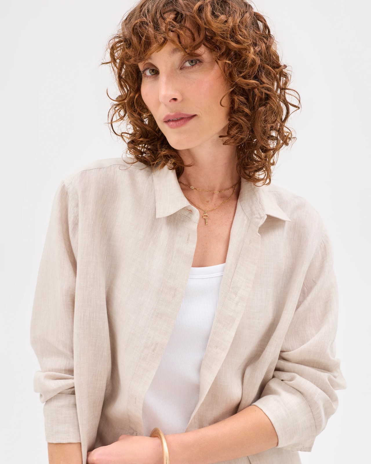 European Linen Long Sleeve Shirt - Flax 3 of 6