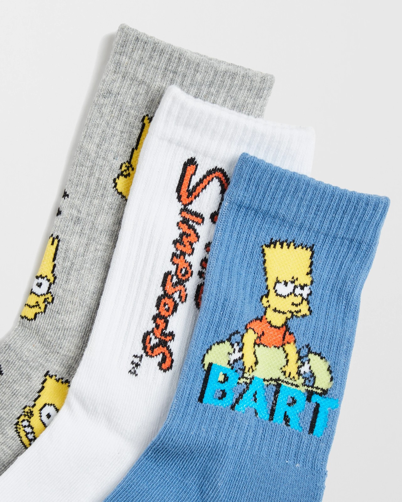 Licensed The Simpsons Cotton Blend 3 Pack Older Boys Quarter Crew Socks 2 of 3