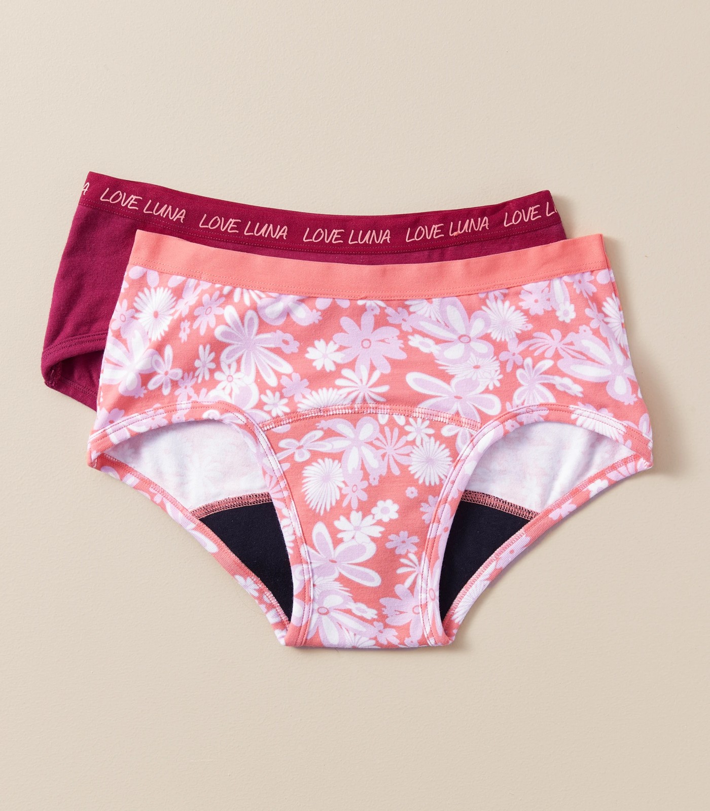 Teens First Period Boyleg Brief - Cherry – LoveLunaUK