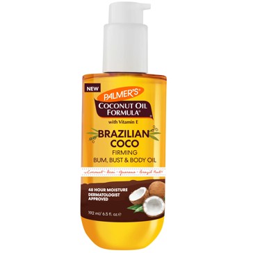 Palmer's Brazilian Coco Firming Bum, Bust & Body Oil 192ml - Coconut, Acai, Guarana and Brazil Nut