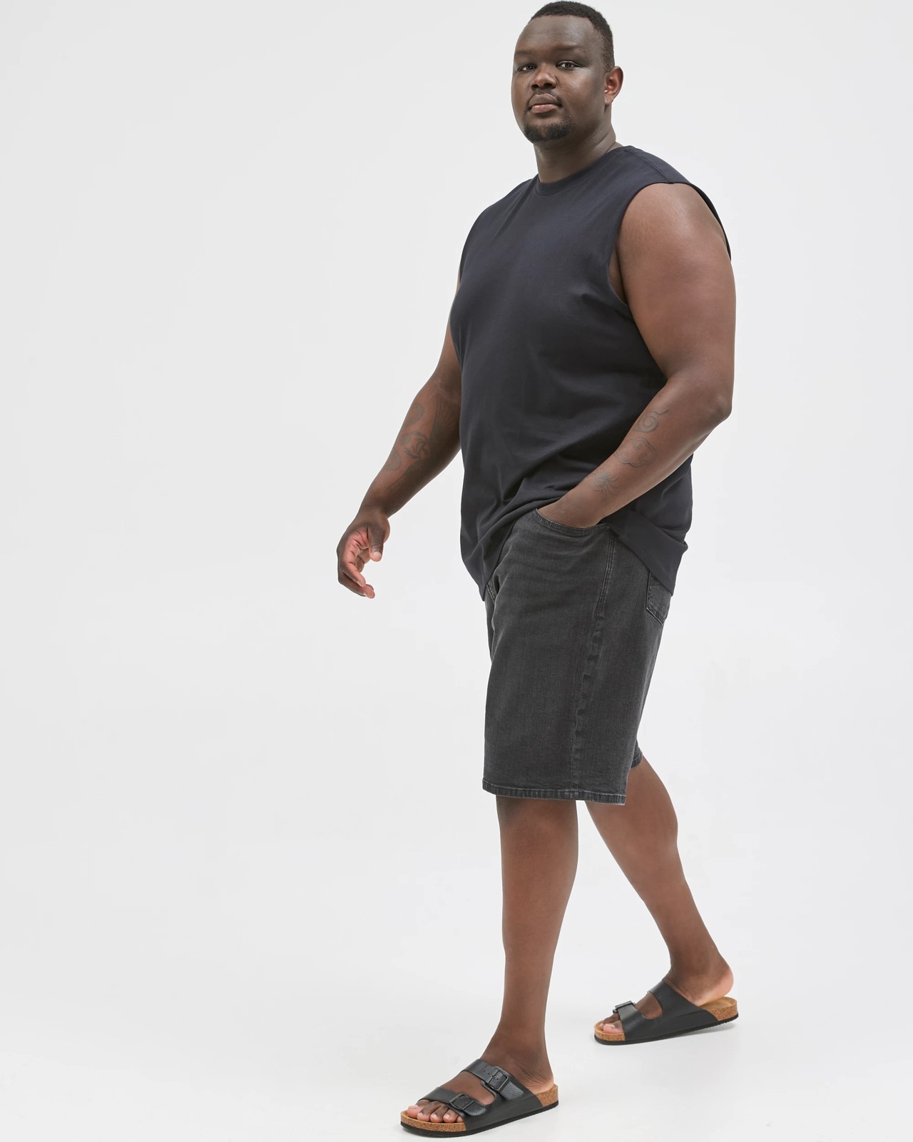 Plus Size Australian Cotton Plain Tank Top - Black 5 of 5