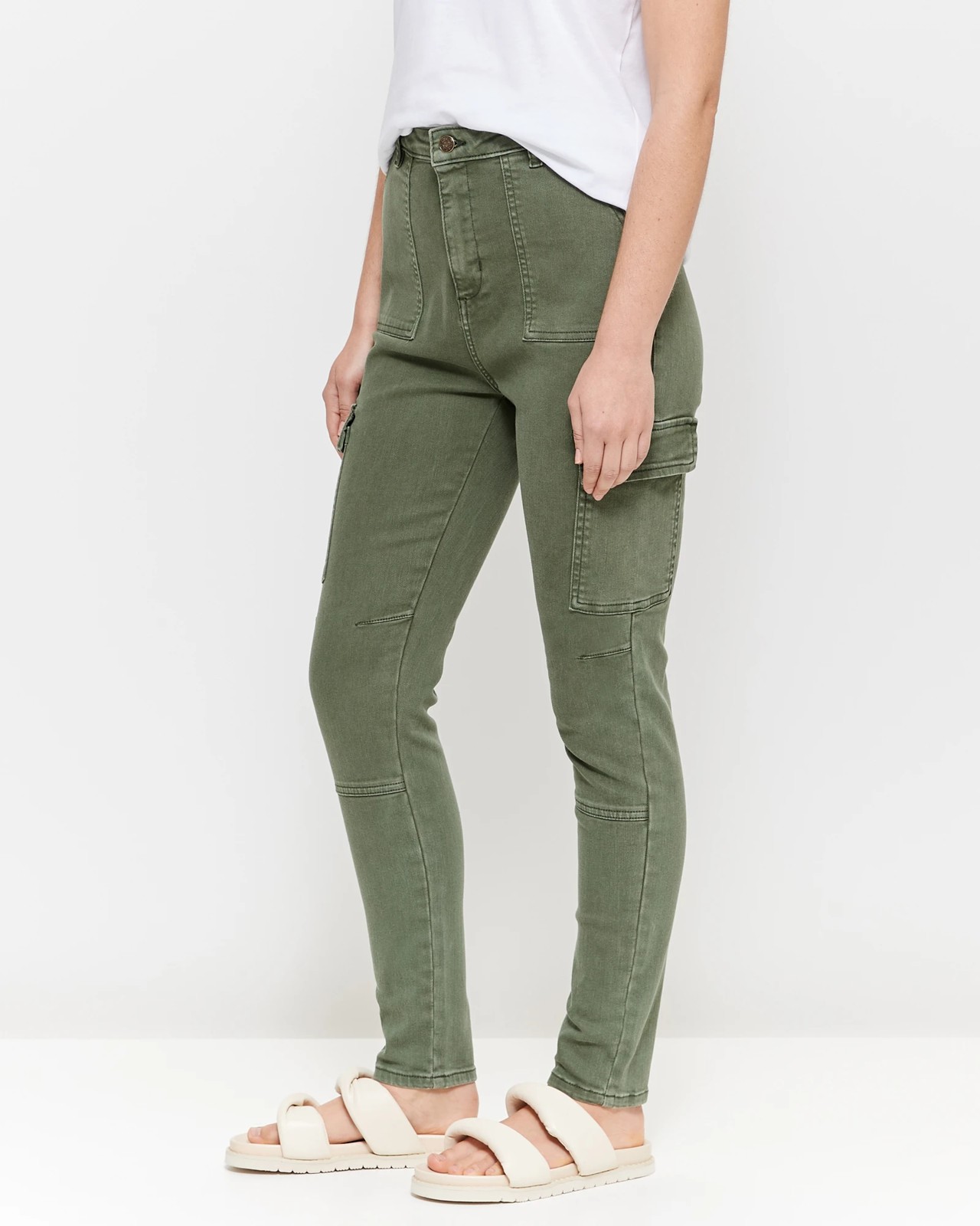 Green cargo skinny on sale jeans