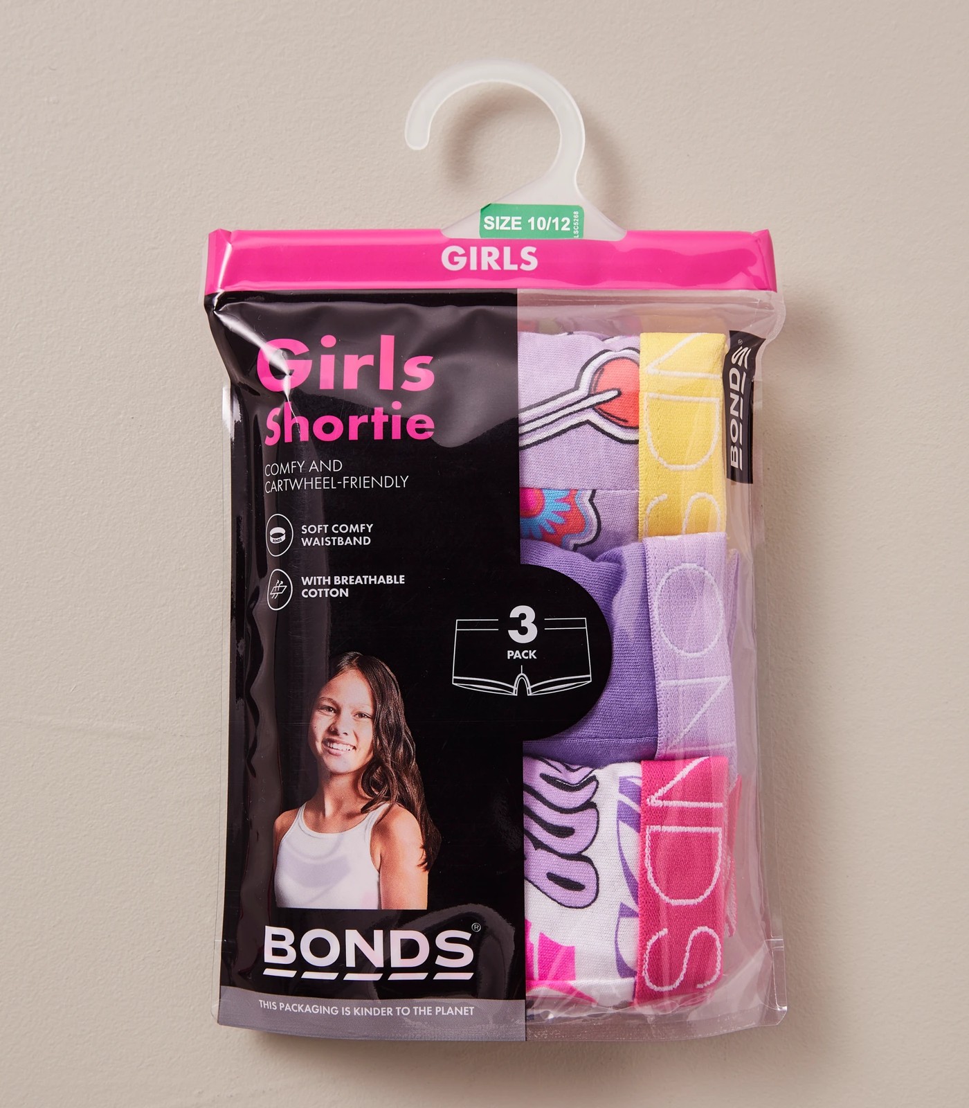 Bonds Girls Underwear Shorties Size 12-14 Or 14-16 Assorted 3 Pack