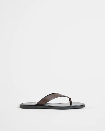 Genuine Leather Square Toe Thongs