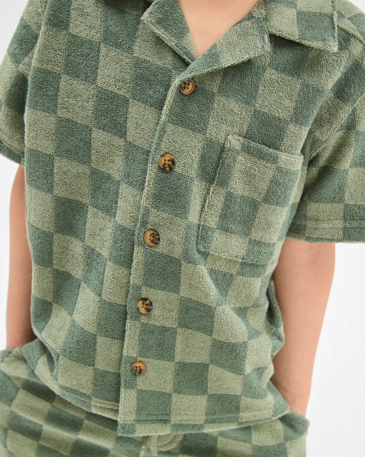 Australian Cotton Blend Short Sleeve Terry Shirt - Green 3 of 6