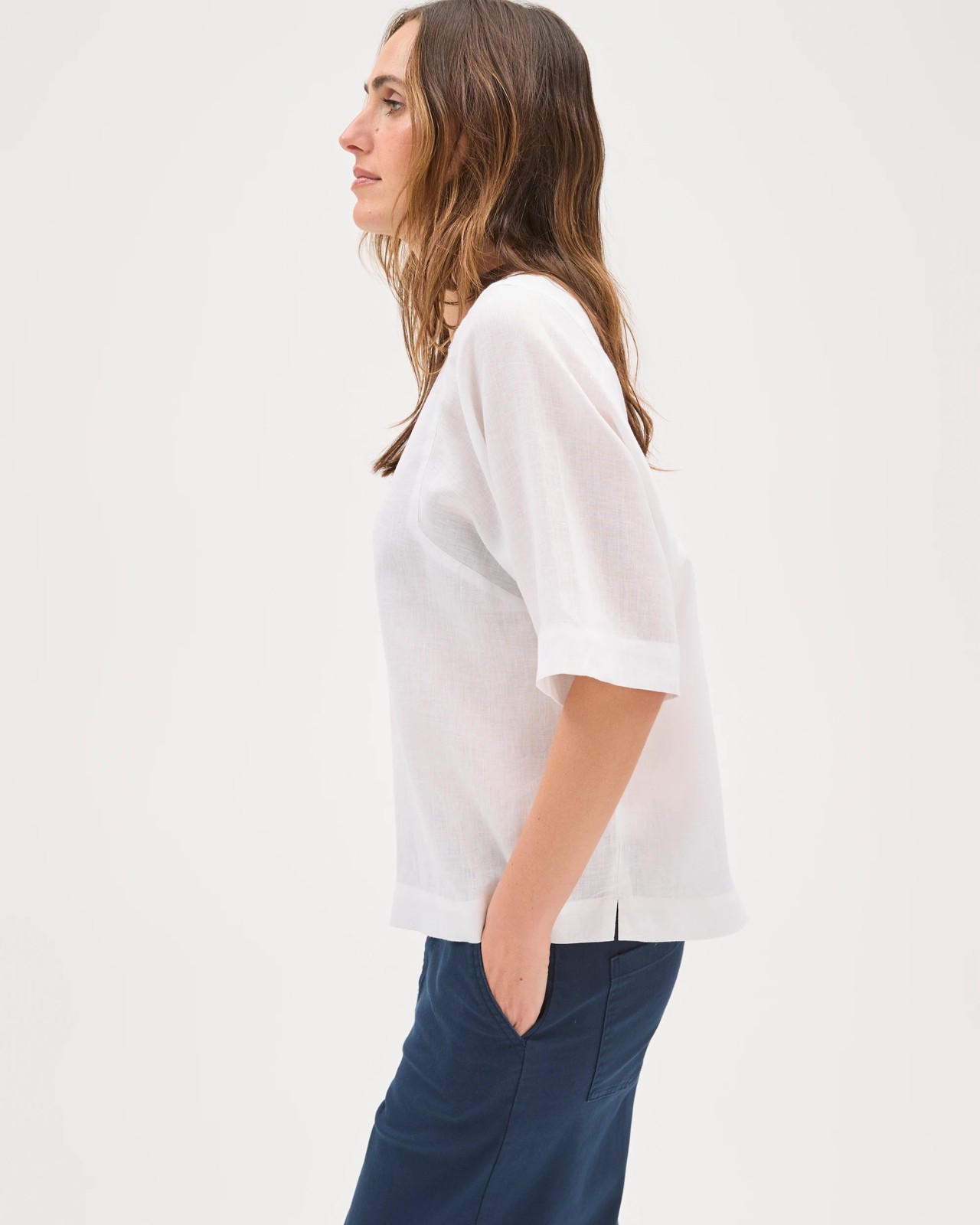 European Linen Seamed T-Shirt  - White 5 of 5