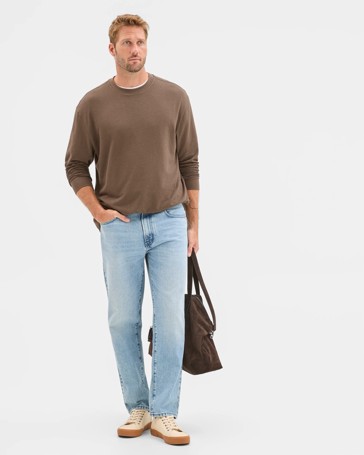 Australian Cotton Blend Long Sleeve Textured T-Shirt