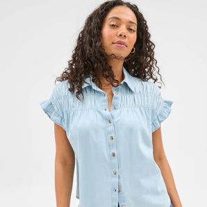 Ruffle Sleeve Chambray Shirt product image