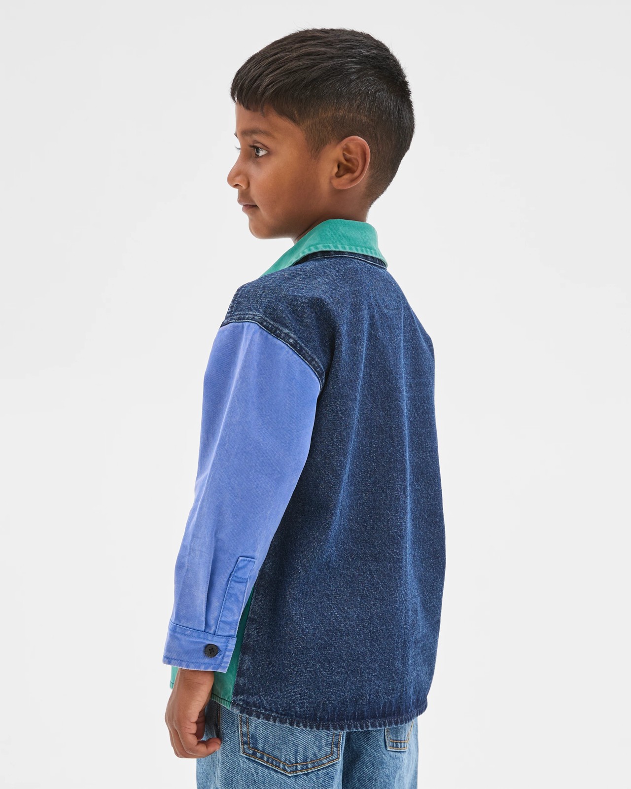 Oversized Colour Block Denim Shacket 4 of 6
