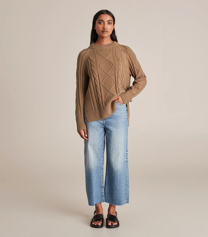 Australian Cotton Crew Neck Cable Knit Jumper | Target Australia