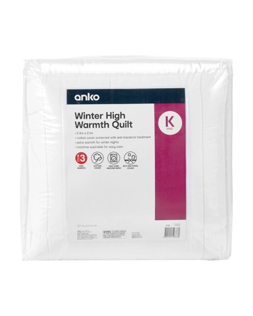 Anko Winter High Warmth Quilt King Bed - White