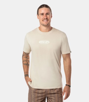 Piping Hot Short Sleeve Tee Eclipse Logo - Natural