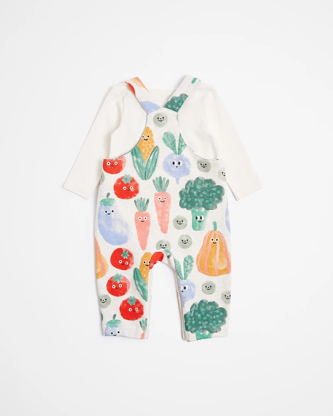 Baby Fleece Overalls and T-shirt Set 2 Piece - Bunnies - Veggies