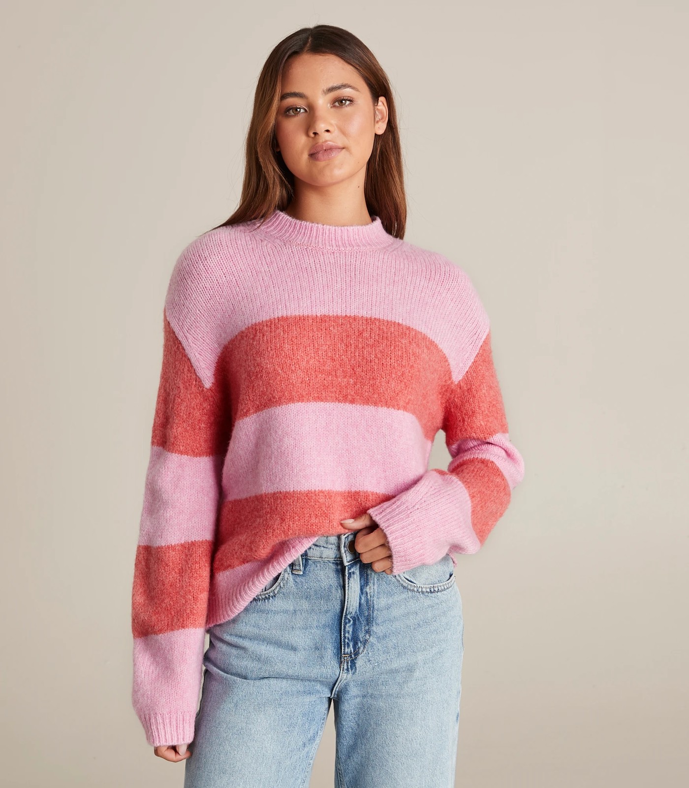 Oversized Knitted Jumper In Pink | Charli | SilkFred AU