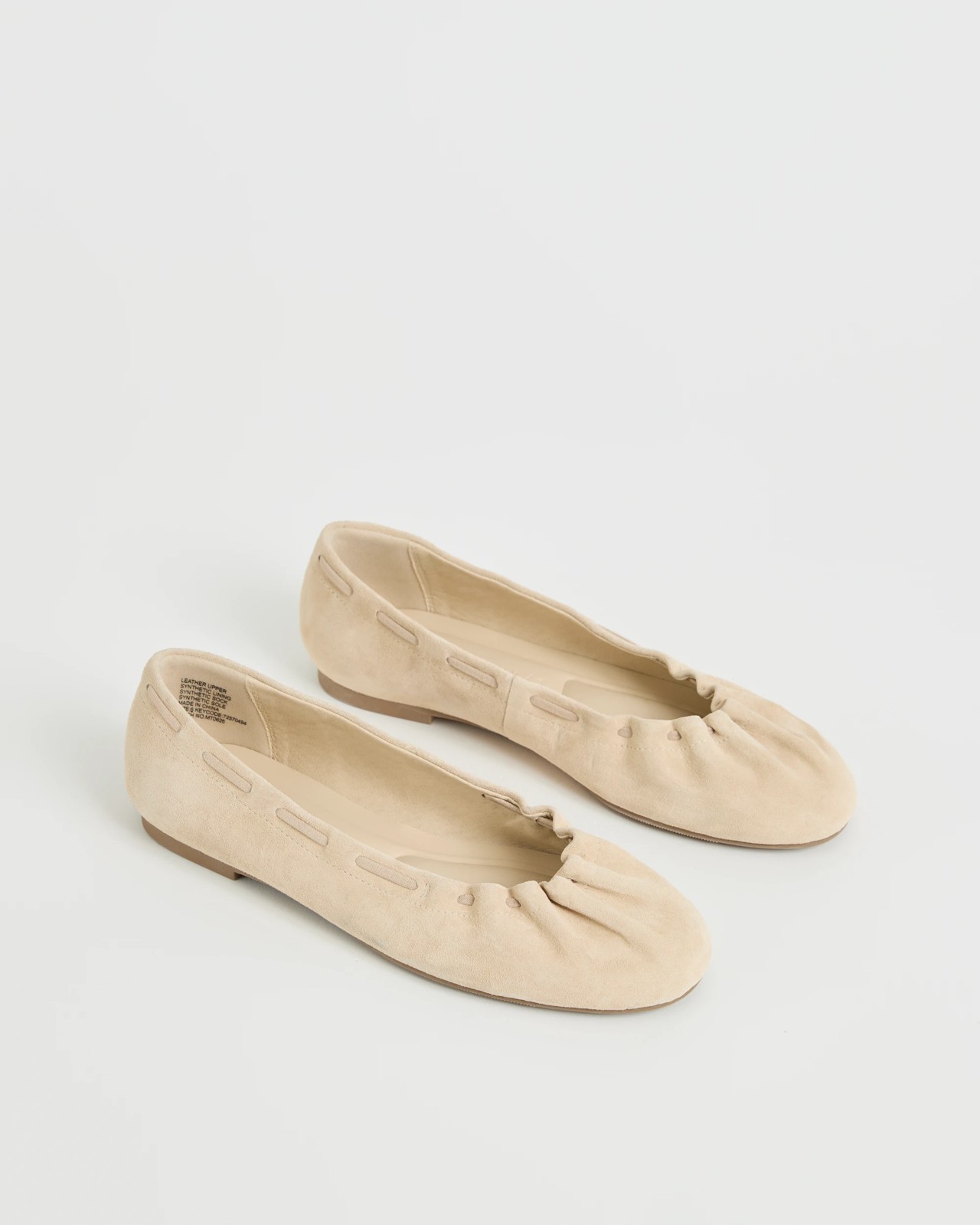 Genuine Suede Leather Gathered Ballet Flats - Gomez 2 of 3