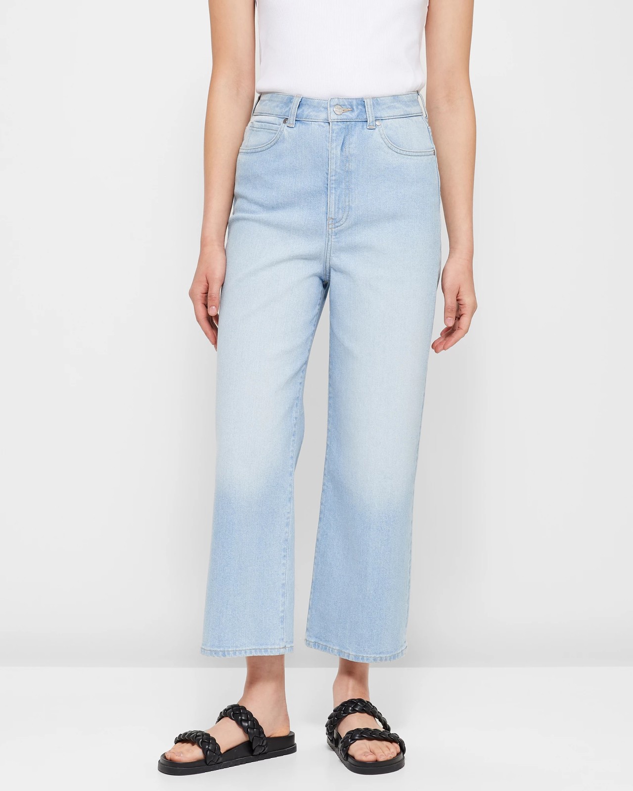 Wide Leg High Rise Crop Length Denim Jeans | Target Australia