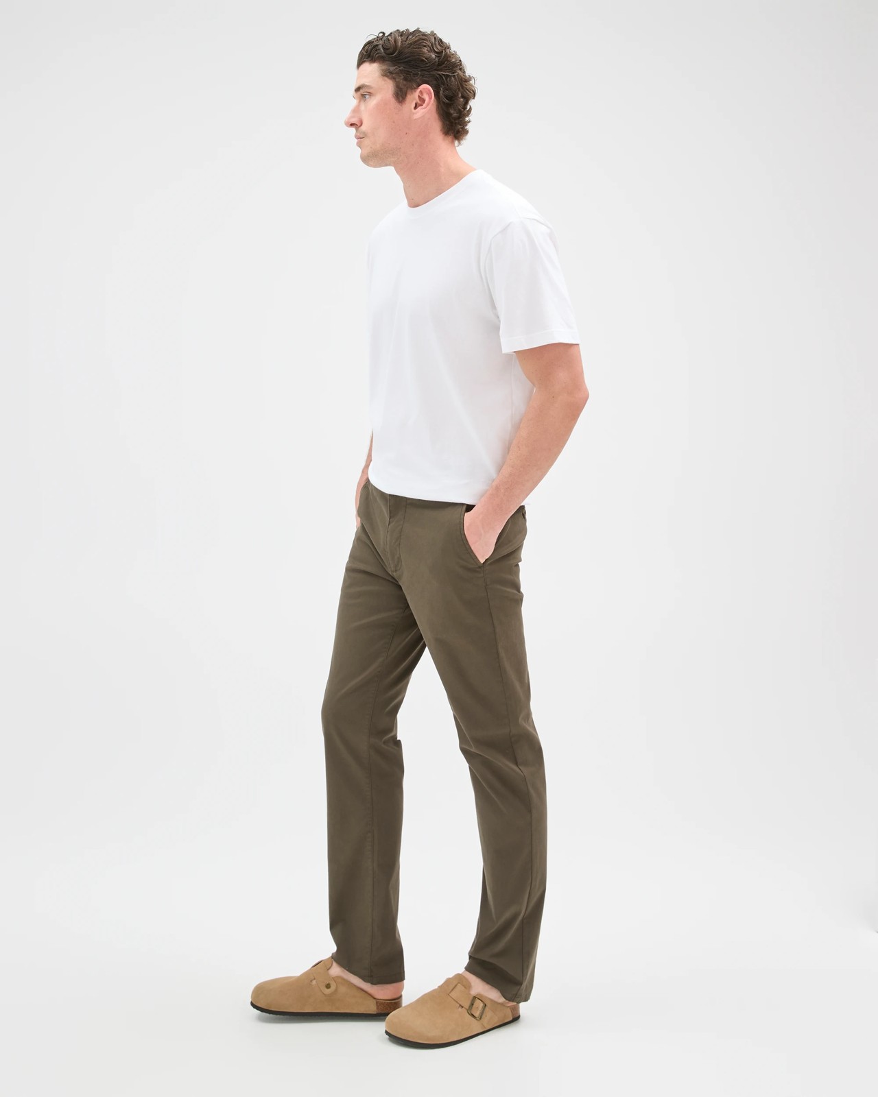 Australian Cotton Straight Chino Pants  - Olive 5 of 5