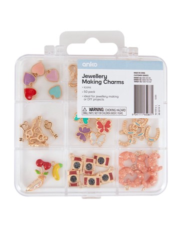 Anko 50 Pack Jewellery Making Charms - Icons