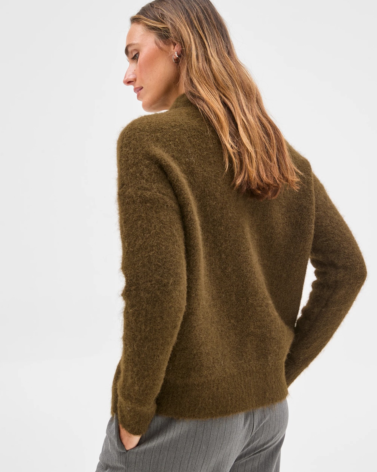 Preview Plush Mock Neck Jumper - Olive 6 of 6