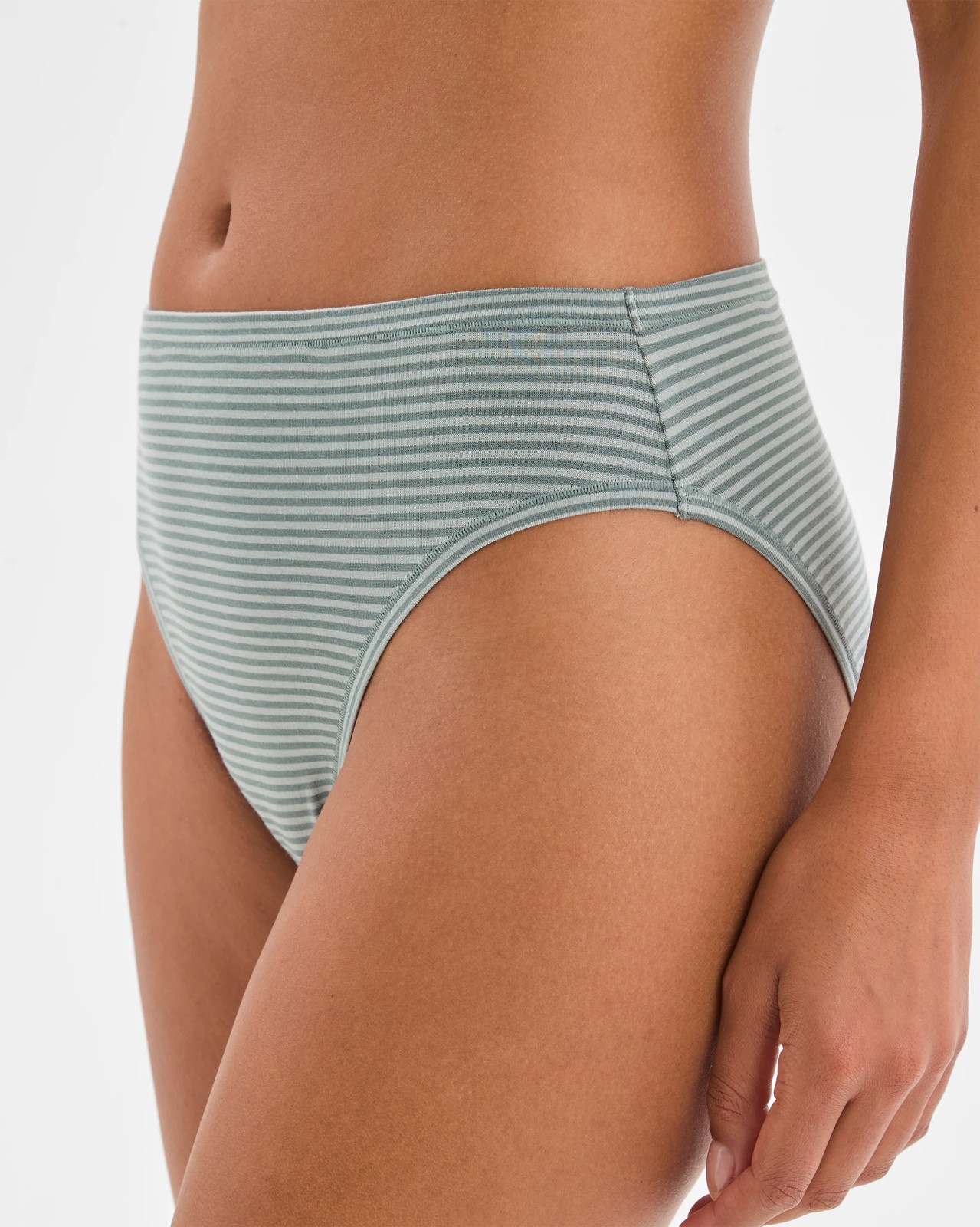 Bamboo 2 Pack High Cut Briefs - Chinois Green Stripe/Navy Solid 3 of 4