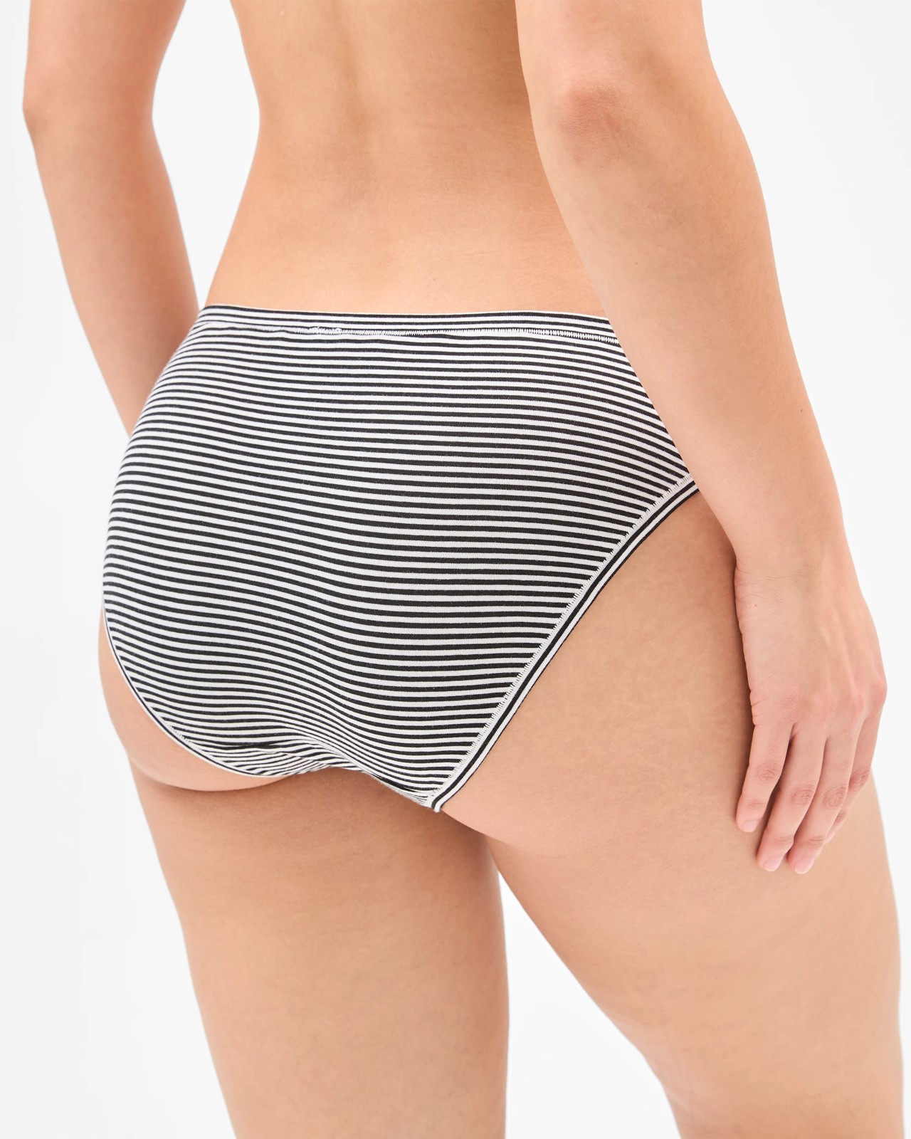 2 Pack Bamboo Bikini Briefs - Black Stripe/Solid Black 4 of 4