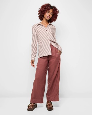 Petites European Linen Wide Leg Pants